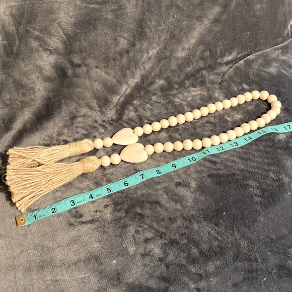 Blush Peony Wooden Tassel Decor Beads with hearts - Picture 3 of 3